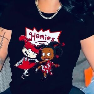 RUG RATS HOMIES T-SHIRT 

SIZE M

Black and red streetwear-inspired #cartoons